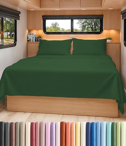 Short Queen Size 4 Piece Bed Sheet Set - RV Short Queen - Emerald Green by CGKUnlimited