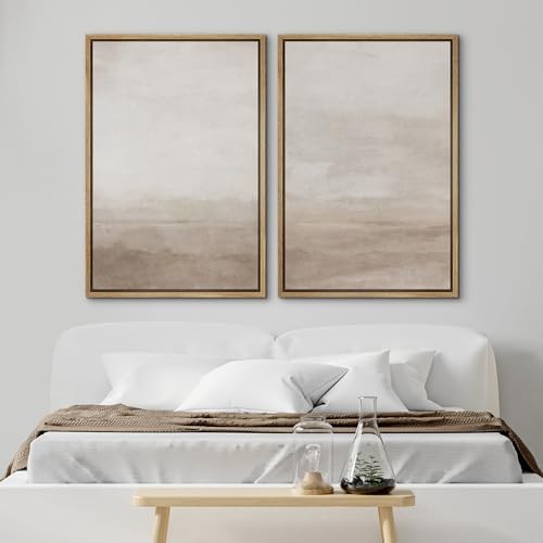 SIGNWIN Framed Canvas Print Wall Art Abstract Wave Pattern Modern Art Minimalist Neutral Decor for Living Room, Bedroom, Office - 16"" x24 x2 Natural - Image 2
