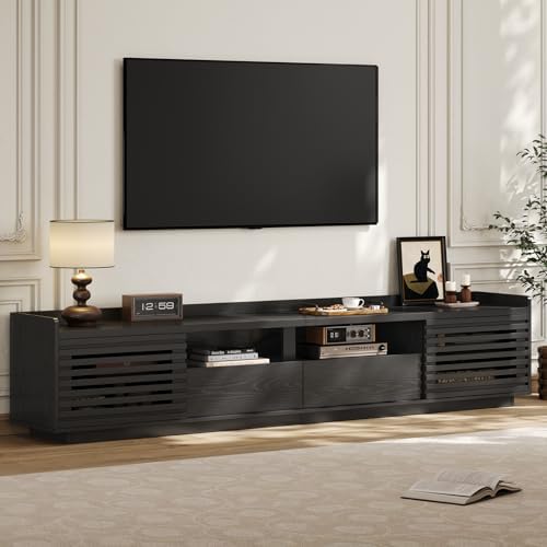 ONBRILL 78.7" TV Stand for TV Up to 85",Mid-Century Modern TV Console Black by ONBRILL