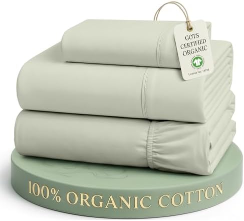 LANE LINEN Twin XL Sheets 100% Organic Cotton 3pc Percale Cooling - Mineral by LaneLinen