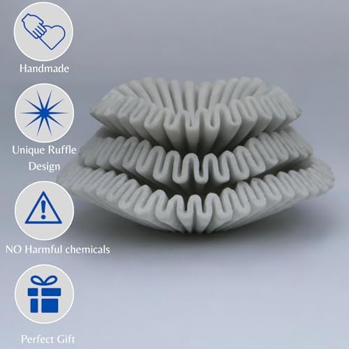 Marble Ruffle Bowl Handcrafted Decorative ScallopBowls - Antique Catchall Jewelry Dish Fruit Organizer for Home & Kitchen (8 inches) - Image 5