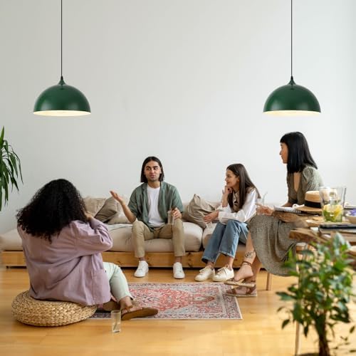 Farmhouse Pendant Light, 11.8inch, 2 Packs- Green Industrial Kitchen Pendant Lights, Pendant Lights Kitchen Island, Pendant Light for Bedroom, Office, Kichen Sink, Library - Image 4