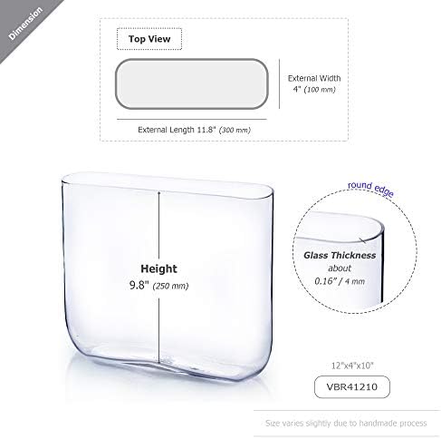 WGV Long Rectangle Block Vase Bulk, Width 4", Length 12", Height 10", Clear Round Corners Glass Floral Container Wedding Party Event Decor, 4 Pieces - Image 2