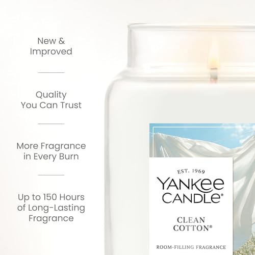 Yankee Candle Clean Cotton Scented Candle, 22oz Large Jar - Image 3