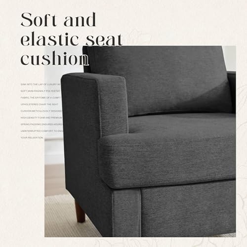 Mid-Century Accent Chair, Dark Grey Armchair Living Room Chairs, 2 Pack - Image 6