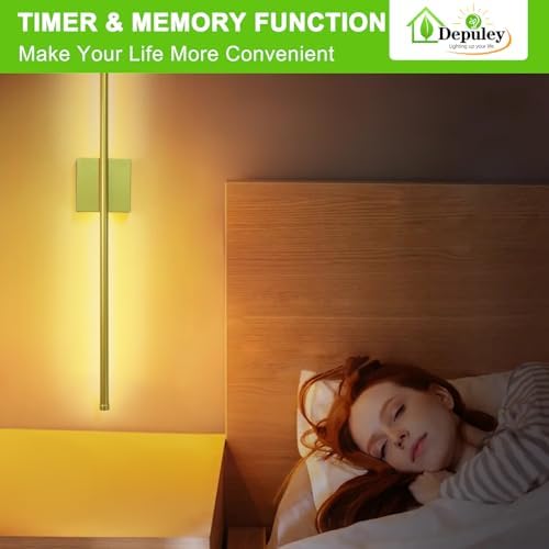 Depuley Battery Operated Wall Sconce: Set of 2 Wireless Wall Lights with Remote for Bedroom - Rechargeable 15 Colors Gold Wall Lamp for Living Room Hallway Home Decor - Image 6