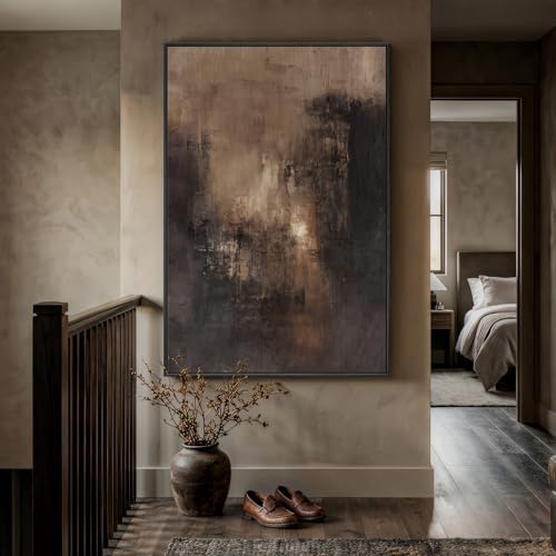 Extra Large Framed Brown Abstract Wall Art for Living Room, Vertical 40x60 - Image 4