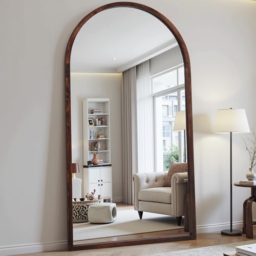 Suidia Full Length Mirror, Oversized Floor Mirror with Solid Wood Frame, Large Standing Mirror for Bedroom Living Room, Wood Antique Style, Dark Walnut, 76" L x 41" W - Image 3