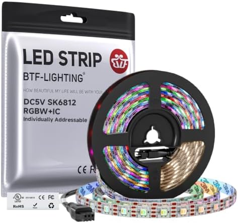 BTF-LIGHTING RGB+Natural White SK6812 LED Strip 16.4FT 300LED DC5V IP65 by BTF-LIGHTING