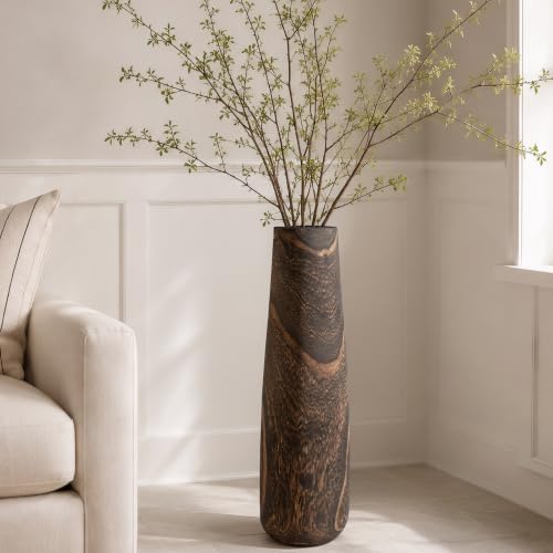 Tall Wooden Floor Vase for Pampas Grass – 22" Decorative Solid Wood Vase - Image 3
