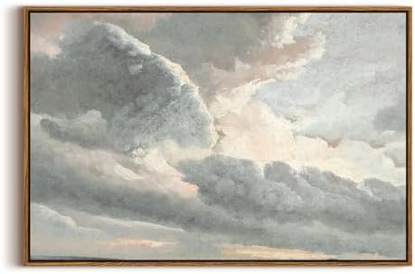 InSimSea Framed Canvas Wall Art Vintage Decor, Large Landscape Wall Art, Study of Clouds Painting, French Country Modern Farmhouse Decorations, Rustic Wall Decor for Living Room Bedroom, 20"x30" by InSimSeaArt