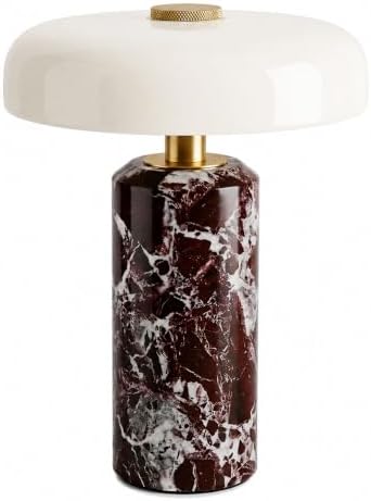 Marble Luxury Stone Rechargeable Touch Table Lamp, 3 Dimmable Cordless Design Bedside Lamp, Glass Lampshade, High-End and Light Luxury, for Console, Entryway, Foyer, Counter Purple by DJHVJS