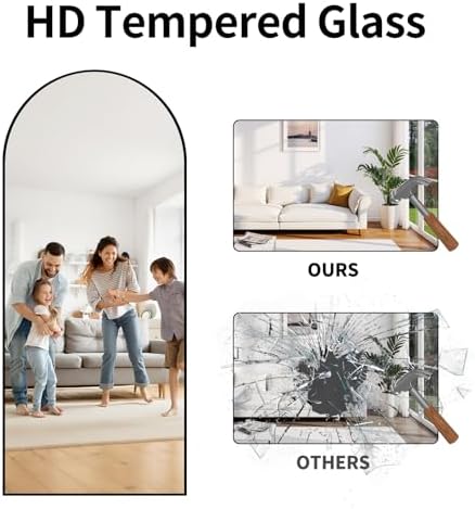 76"x34" Arched Full Length Mirror, Large Floor Mirror with Aluminum Alloy Frame Standing Hanging or Leaning Wall-Mounted Mirror, Vanity Mirror for Living Room and Bedroom,Black - Image 3