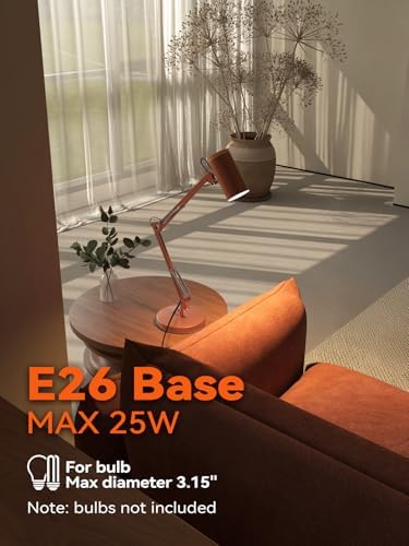 TORCHSTAR Tall Swing Arm Desk Lamp with Wooden Accent, Large Size, Orange - Image 6