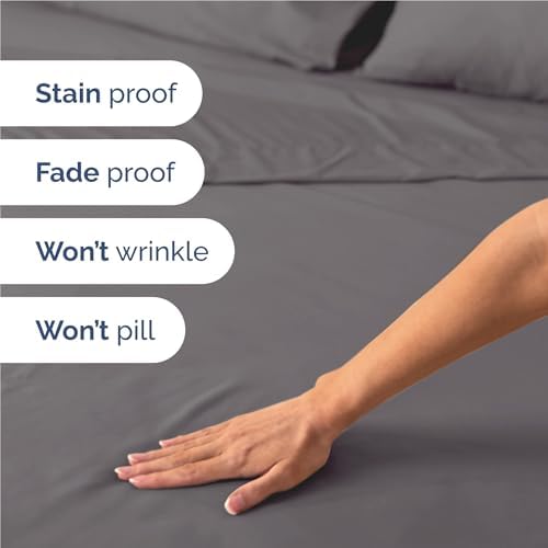 Full Size 4 Piece Sheet Set - Comfy Breathable & Cooling Sheets - Dark Grey - Image 5