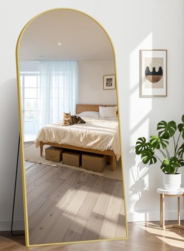 71"x30" Arched Full Length Mirror, Large Floor Mirror with Aluminum Alloy Frame Standing Hanging or Leaning Wall-Mounted Mirror, Vanity Mirror for Living Room and Bedroom,Gold by INFINIGLASS