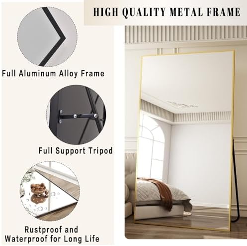 BEAUTYPEAK 71"x36" Rectangle Full Body Floor Mirrors, Full Length Mirror - Image 3