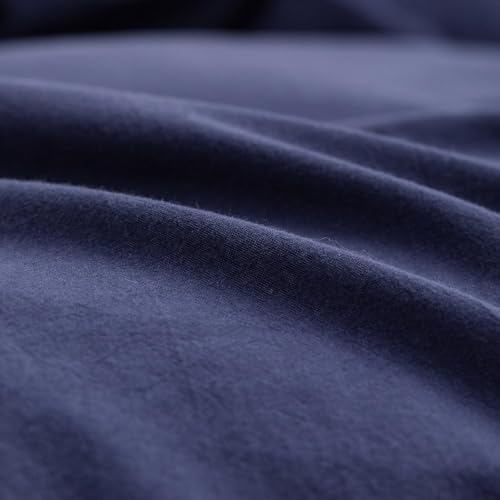BESTOUCH Cotton Solid Duvet Cover Set Linen Feel Navy Blue Super King Plus - Image 6