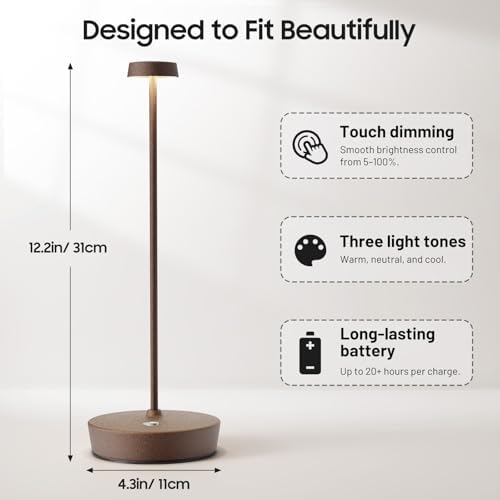 Rechargeable Cordless Table Lamp, 6000mAh Battery Table Light - Image 3