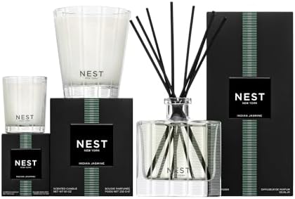 NEST New York Reed Diffuser, Indian Jasmine - 5.9 fl oz - Fragrance for Up to 90 Days - Reusable, Refillable Glass Holder - Includes 8 All-Natural Reed Sticks - Flame Free - Image 5