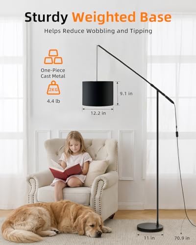 Arc Floor Lamp with Remote Control, LED Reading Light for Living Room - Image 5