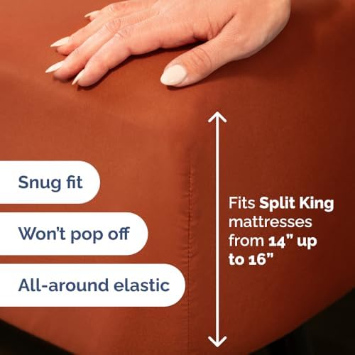 Flex Top Split Head King 4 Piece Sheet Set - Soft & Breathable - Terracotta - Image 4