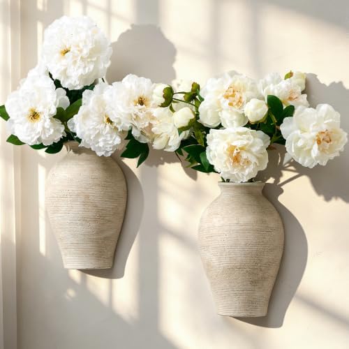 Vanselia 2 Pack Ceramic Wall Vase Home Decor Hanging Planter (11.8" Retro) - Image 4