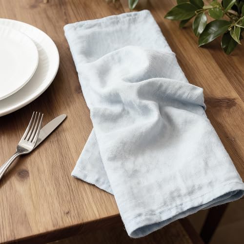 100% Pure Linen Napkins 18 x 18 Inch Baby Blue - Set of 6 Pack Oversized Dinner Table Cloth Napkin, Washable for Home,Kitchen and Everyday Use - Image 5