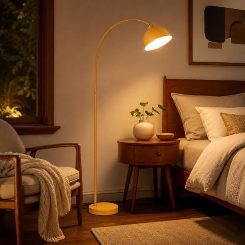 64 in Yellow Arc Floor Lamp for Living Room,Dome Shade Adjustable - Image 4