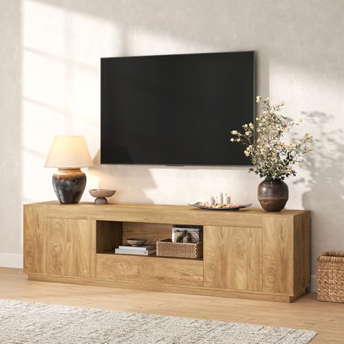 Epecoya Farmhouse TV Stands for Living Room 78.7-Inch, Natural Oak Brown - Image 6