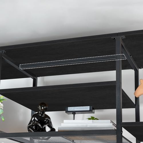 HOOBRO TV Stand with Power Outlets to 75 Inches, TV Console Table with Open Storage Shelves Cabinet, Industrial Media Entertainment Center for Living Room Bedroom, Black BB80DS01 - Image 5