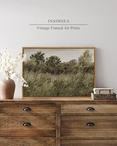 InSimSea Framed Canvas Wall Art Vintage Decor, Room Decor Wilderness Field Paintings Large Canvas Wall Art Prints, Nature Scenery Kitchen Bathroom Bedroom Decor, 16"x24" - Image 2