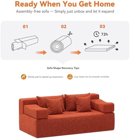 MONVANE 70" Modular Sectional Sofa, Boneless Loveseat, Terracotta - Image 6