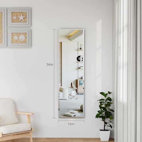 56"x16" Frameless Full Length Wall Mirrors, Rectangular Mirror Full Length Wall Mounted, Tall Full Body Mirrors with Beveled, Suitable for Living Rooms and Bedrooms - Image 3