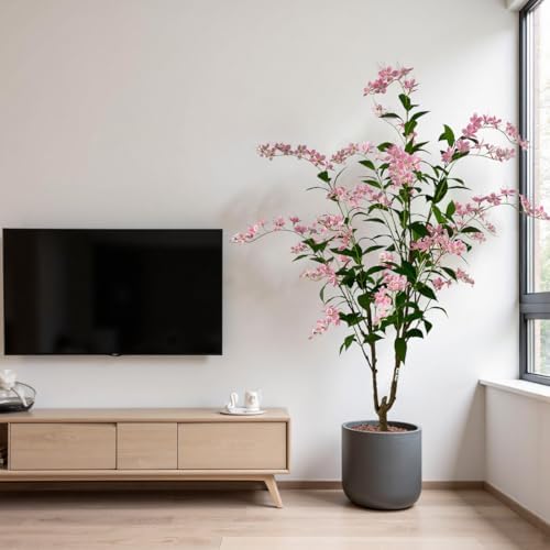 6ft Artificial Pink Jasmine Potted Tree - Image 5