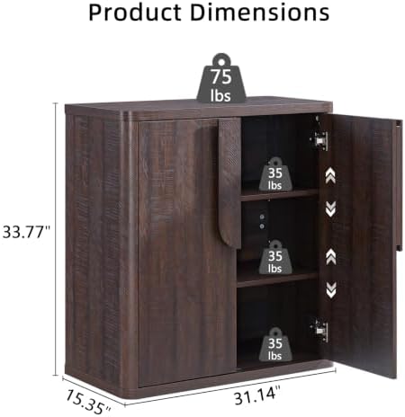 62.28'' Sideboard Buffet Cabinet W/Storage, Modern Accent Cabinets W/Curved Handles & Adjustable Shelves, 4 Doors Coffee Bar Buffet Table Credenza for Living Room Kitchen Hallway,Brown - Image 3