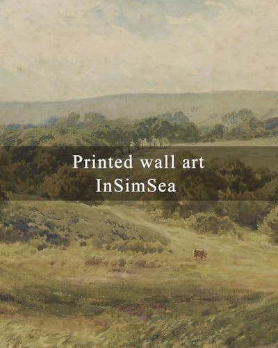InSimSea Framed Canvas Wall Art, Vintage Landscape Art for Living Room Hallway Shelf, 10x8in,Hills Pasture Watercolor Painting, Rustic Farmhouse Cozy Cottage Mid Century Small Nature Decor - Image 4