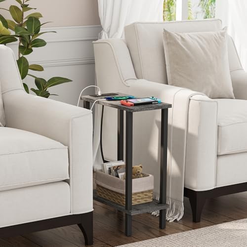 TUTOTAK Narrow Side Table Set of 2, Small End Table with Charging Station - Image 6