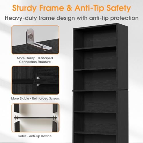 Sweetcrispy 6 Shelf Bookcase Open Display Bookshelf Storage Organizer - Image 6