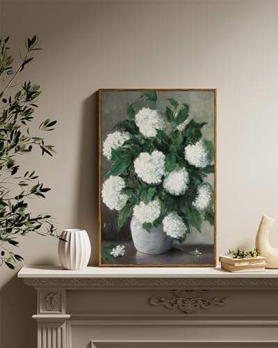 InSimSea Framed Wall Art Vintage Decor, White Hydrangea Prints, 16x24In - Image 5