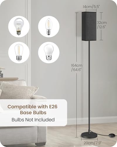 Floor Lamp, Pole Lamp with Foot Switch, Modern Standing Lamp Shade, Minimalist Freestanding Lamp (Bulb Not Included), for Living Room, Bedroom Office ETL Listed, Black B07LD05 - Image 3