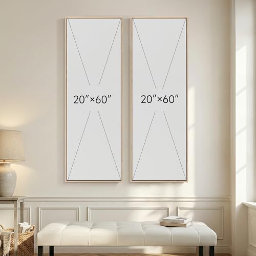 Large Framed Beige Cream Abstract Vertical Wall Art for Hallway, 2 Piece - Image 4