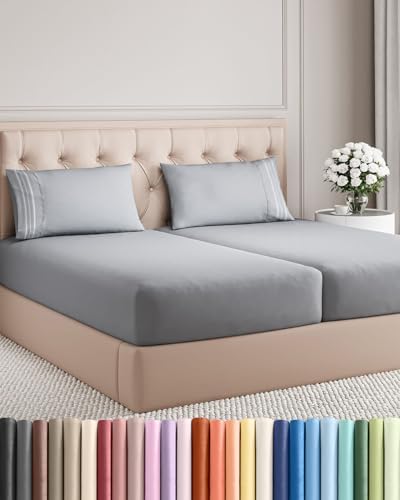Split King Size 5 Piece Sheet Set - Comfy Breathable & Cooling - Steel Blue by CGKUnlimited
