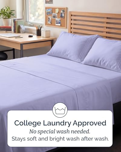 Full XL Sheets - 4 Piece Full XL Sheet Set - Cool & Breathable - Lavender - Image 6
