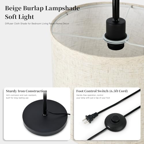 Cinyirong Black Arc Floor Lamp,62.5" Tall Mid Century Modern Standing Lamp with Foot Switch & 3 Color Temperatures & Remote Control,Black Floor Lamps for Living Room Bedroom (Bulb Included) - Image 4