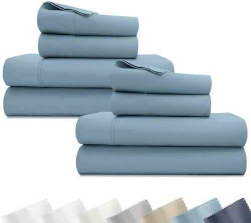 California Design Den 2-Pack Soft 100% Cotton King Bed Sheet Set, Sky Blue by CaliforniaDesignDen