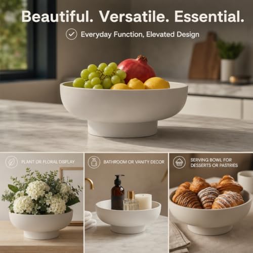 12" Concrete Fruit bowl for Kitchen Counter, Coffee Table Decor, Decorative Key Bowl, Home Décor Accents, Kitchen Counter Decor Grey - Image 7