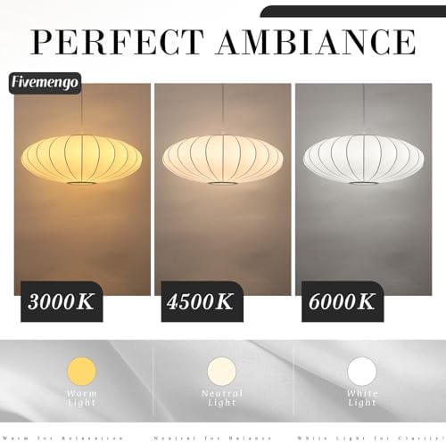 23.6in Lantern Pendant Light Bubble Saucer, White Imitation Silk - Image 5