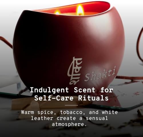 Shakti Luxury Scented Candle with Saffron, Tobacco & Patchouli Fragrance Notes, Soy Coconut & Beeswax Blend, 60+ Hour Burn Time, Premium Natural Wax Candle for Warm Earthy Aroma & Elegant Gift Giving - Image 5