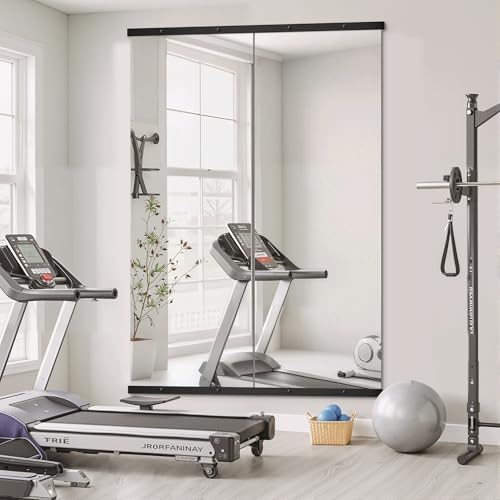 Home Gym Mirror for Wall, 70x24x2PCS Frameless Full Length Mirror, Black - Image 2
